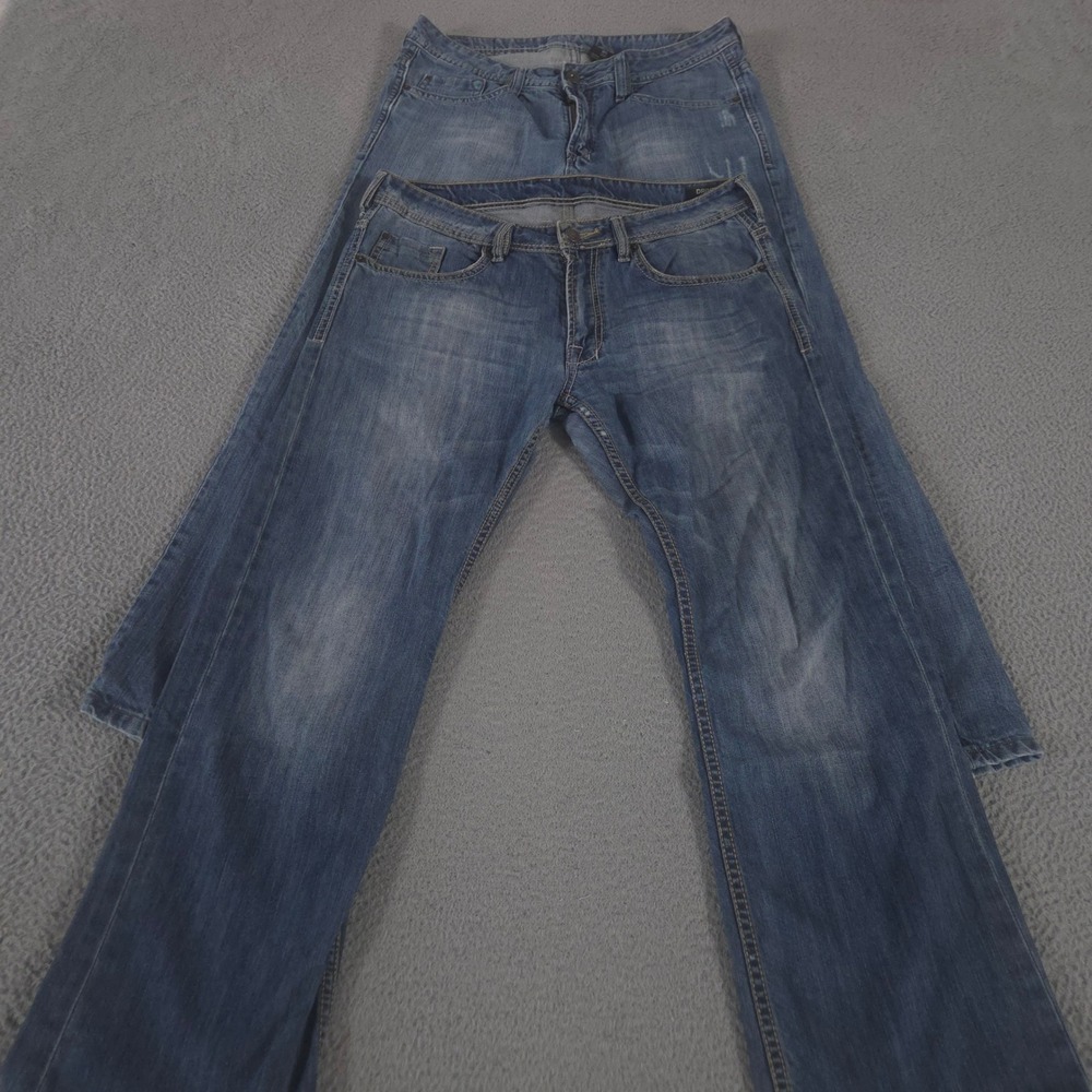 LOT OF 2 Buffalo Jeans Mens 34x32 Blue Driven Straight Leg Cotton Denim 5-Pocket